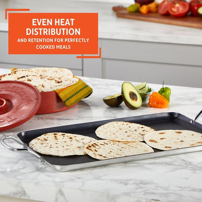 Double Burner Griddle Non-Stick 20-Inch, Black | Nonstick Coated Surface, Dual Side Handles, Ideal for Breakfast Foods, Perfect for Gatherings5