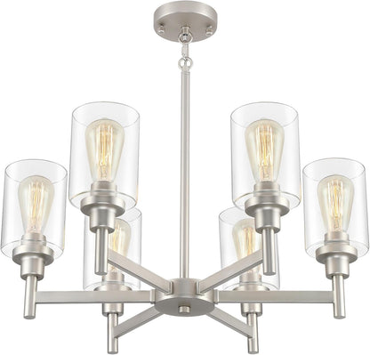 6-Light Brushed Nickel Chandeliers for Dining Room Light Fixture1