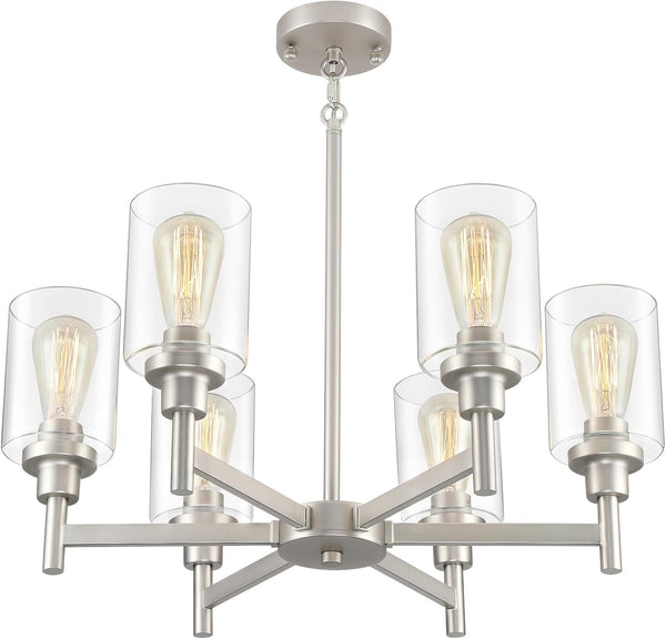 6-Light Brushed Nickel Chandeliers for Dining Room Light Fixture1