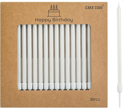 36-Count Pearl White Long Thin Birthday Candles, Cake Candles, Birthday Parties, Wedding Decorations, Party Candles1