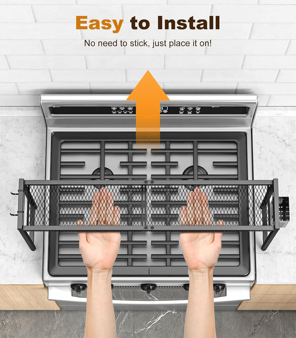 33 Inch Stove Top Shelf, 5-Level Height Adjustable, Black6