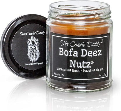Bofa Deez Nutz- Funny- Banana Nut Bread N Hazelnut Vanilla- Scented Candle- Double Pour- 6 Ounce- 40 Hour Burn Time7