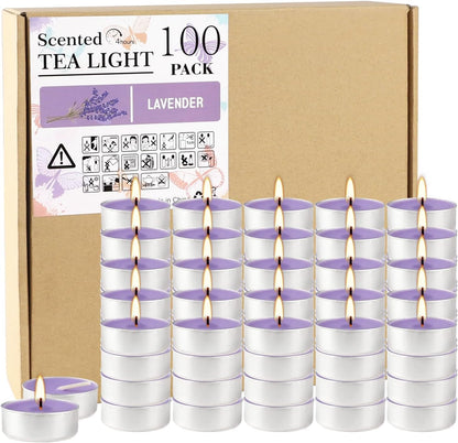 Purple Lavender Scented Tealight Candles - Giant 100 Pack Candles -Smokeless, 4 Hour Burn - Gift Set for Valentine'S Day, Christmas, Weddings Centerpiece & Home Decor1