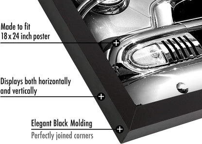 18X24 Poster Frame - Black Engineered Wood with Polished Plexiglass - Wide Picture Frame for Vertical or Horizontal Wall Display - Epic Collection - Black3