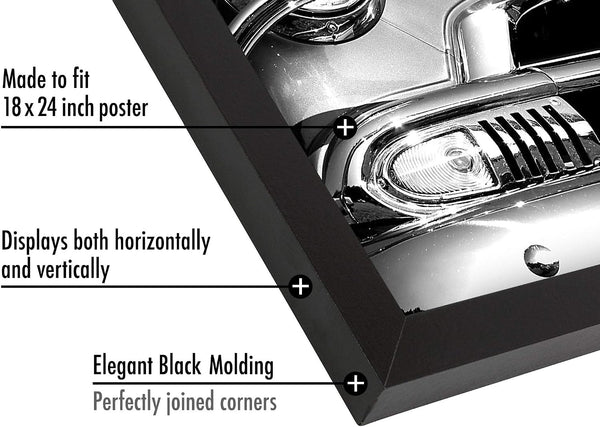 18X24 Poster Frame - Black Engineered Wood with Polished Plexiglass - Wide Picture Frame for Vertical or Horizontal Wall Display - Epic Collection - Black3