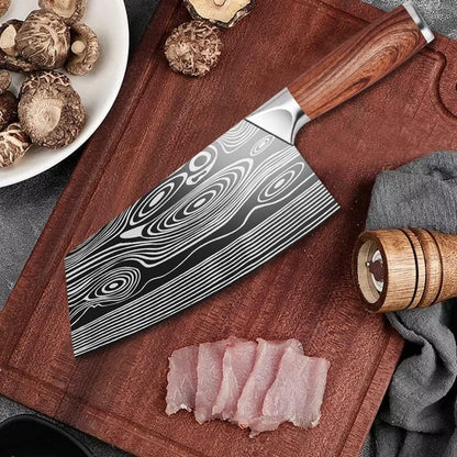 Meat Cleaver Knife, 7 Inch Chef'S Knife Meat Vegetable Butcher Knife High Carbon Stainless Steel Meat Cleaver Damascus Pattern Slicing Tool5