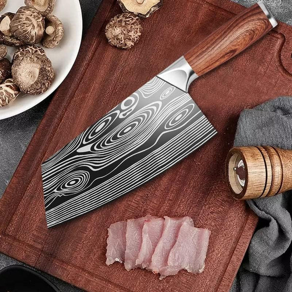 Meat Cleaver Knife, 7 Inch Chef'S Knife Meat Vegetable Butcher Knife High Carbon Stainless Steel Meat Cleaver Damascus Pattern Slicing Tool5
