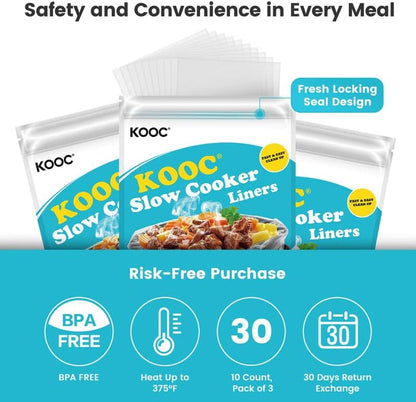 30 Count Slow Cooker Liners, Fits 1–2 Qt Pots, 10" X 13" Small Size | Bpa-Free, Durable Nylon Blend, Leakproof Design, Disposable Cooking Bags, Heat Resistant up to 400°F, for Small Pots3