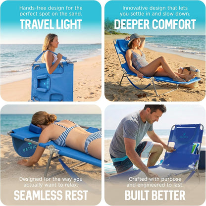 the Original Chaise Lounge 72"X22" Portable Reclining Lounger, Blue | Outdoor Relaxing Pool Tanning Chair, Lightweight Beach Recliner with Adjustable Backrest and Carry Strap, 250 Lb Capacity8
