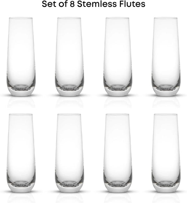 Milo Stemless Champagne Flutes Set of 8 Crystal Glasses. 9.5Oz Prosecco Wine Flute, Mimosa Glasses, Cocktail Glass Set, Water Highball Glass, Bar Glassware3