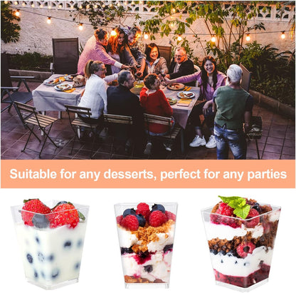 5 Oz Plastic Dessert Cups with Lids and Spoons 150 Pcs Serves 50, Yogurt Parfait Appetizer Cup for Party, Dessert Shooter Cups for Pudding Jello and Fruit6
