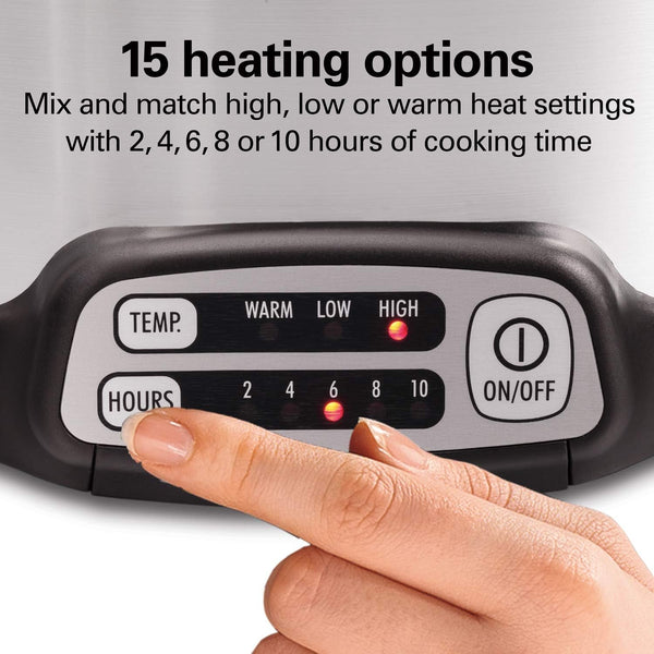 Programmable Slow Cooker with 6 Quart Stovetop-Safe Sear & Cook Crock & Travel Lid Lock for Portable Transport, Silver (33663)3