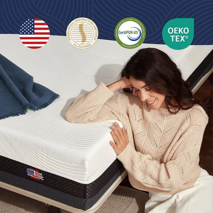 King Memory Foam Mattress - 12 Inch Size Mattress Gel Memory Foam Mattress in a Box, Extra Spinal Alignment for Back Pain Relief & Motion Isolation Cool Night Sleep - Certipur-Us, Made in USA7