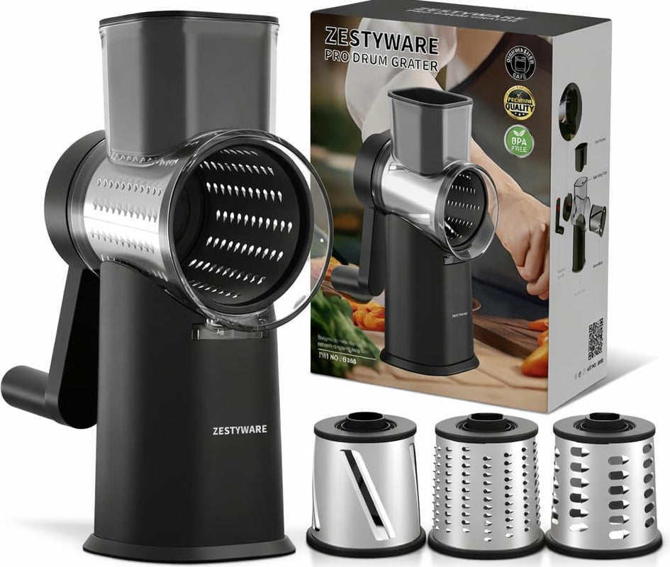 rotary-cheese-grater-hand-crank-with-foldable-handle-three-blades