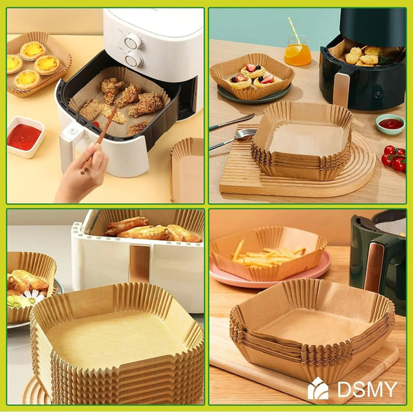 150 PCS Air Fryer Disposable Paper Liners,8 Inch Square Parchment Disposable Paper Liner for 5-8QT Air Fryer,Baking, Roasting and Microwave, Non-Stick Airfryer Accessories17