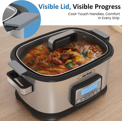 11-In-1 Multi Cooker 6.5QT, Programmable Slow Cooker with Nonstick Removable Pot, Digital Display, Adjustable Temp & Time for Slow Cook, Saute, Steam, Rice, Yogurt, Warmer8