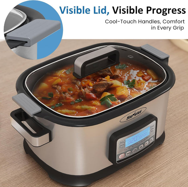 11-In-1 Multi Cooker 6.5QT, Programmable Slow Cooker with Nonstick Removable Pot, Digital Display, Adjustable Temp & Time for Slow Cook, Saute, Steam, Rice, Yogurt, Warmer8