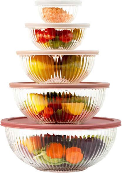 Glass Mixing Bowls with Lids Sets, 5 PCS Serving Bowls for Party or Kitchen1