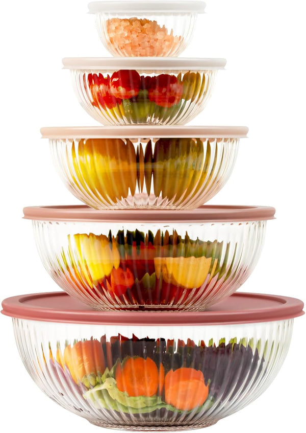 Glass Mixing Bowls with Lids Sets, 5 PCS Serving Bowls for Party or Kitchen1