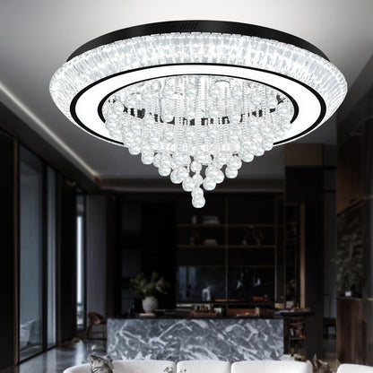 40In Black Crystal Chandelier Modern LED Crystal Raindrop Chandelier for Dining Room, Glam Crystal Ceiling Light for Living Room4