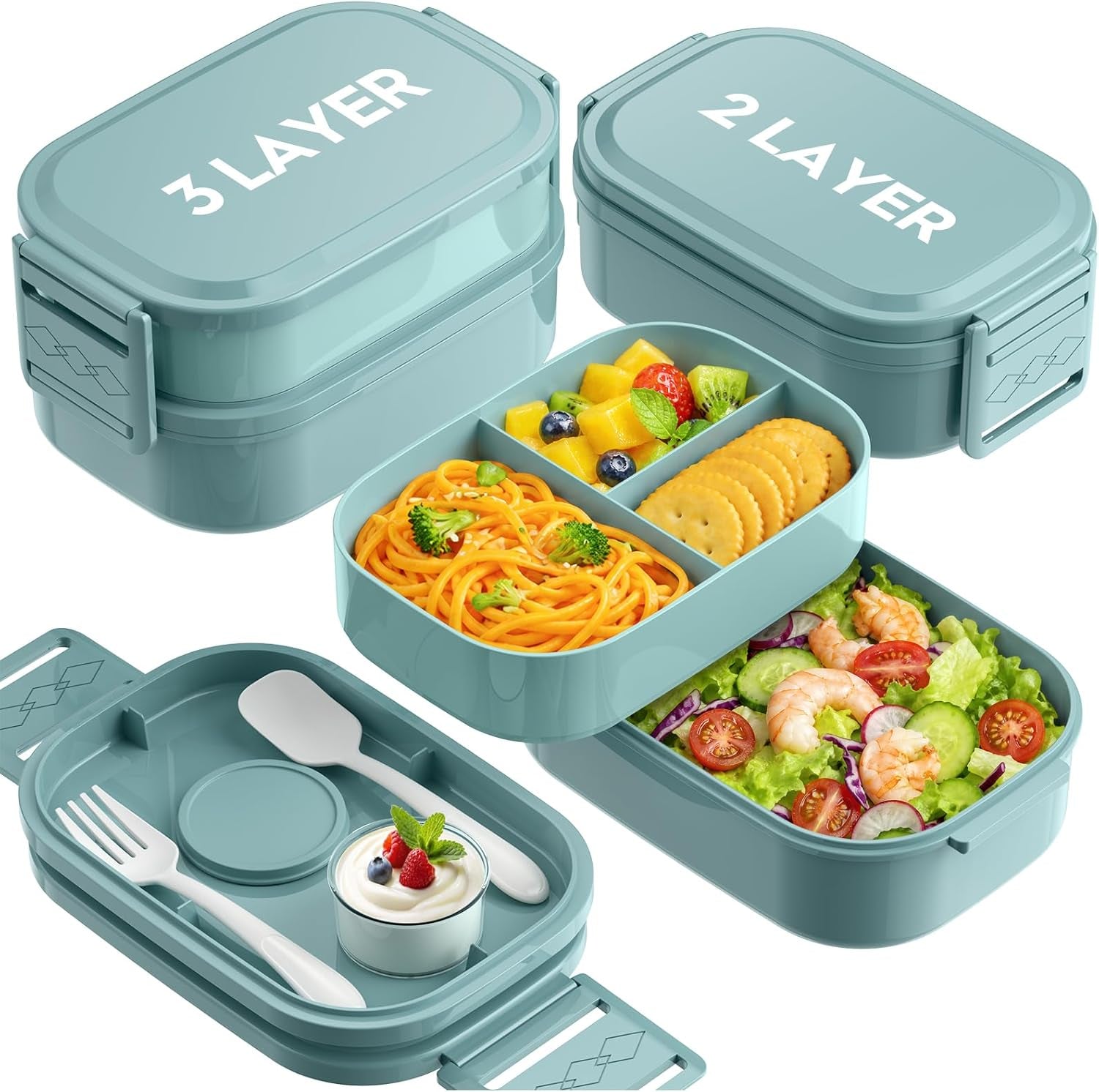 bento-lunch-box-65-oz-3-tier-stackable-lunch-container-adjustable-2-3-tier-design-bpa-free-food-grade-plastic-leakproof-microwave-dishwasher-safe-green