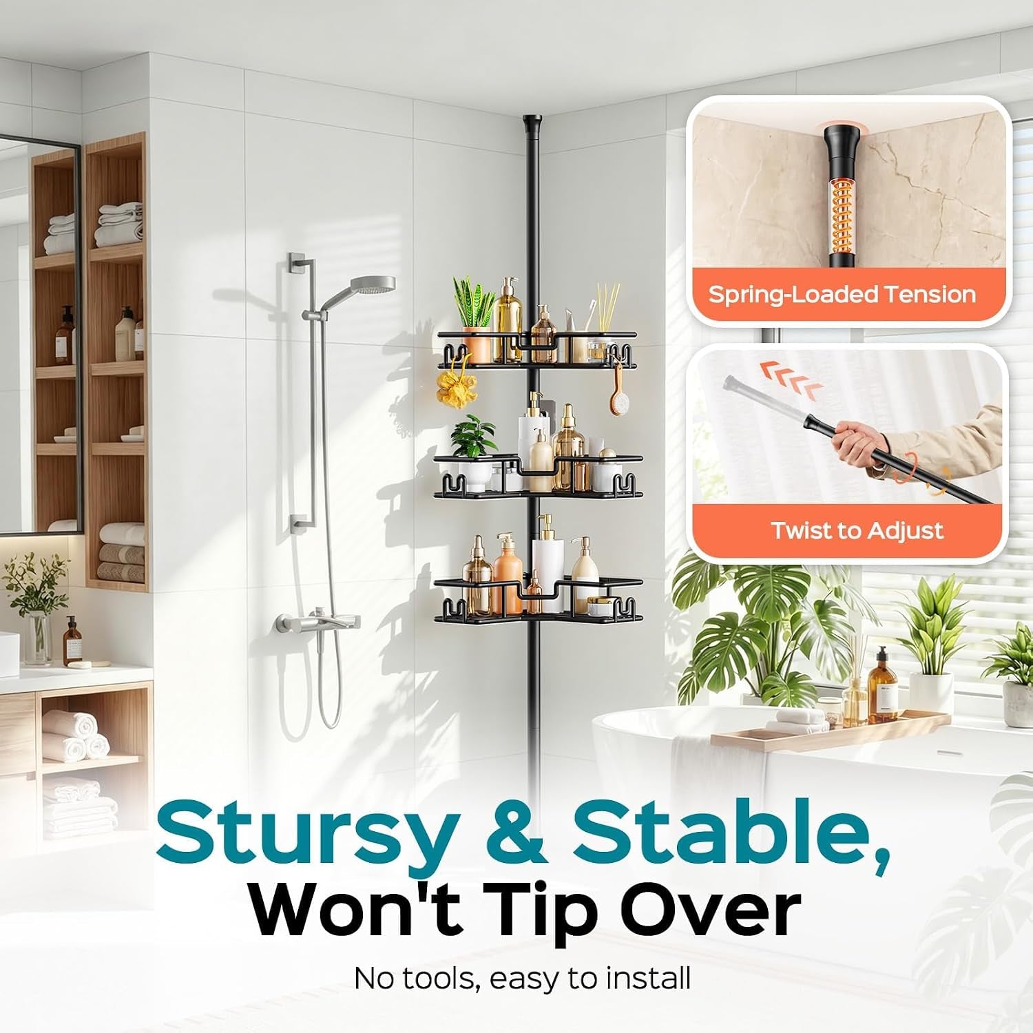 shower-caddy-tension-pole-4-tier-adjustable-corner-organizer-black