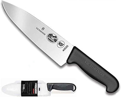 Victorinox Swiss Army, Fibrox Straight Edge Chef'S Knife, 8-Inch, Black, with Victorinox Cutlery Bladesafe for 8-Inch to 10-Inch Knife Blades. Combo Pack1