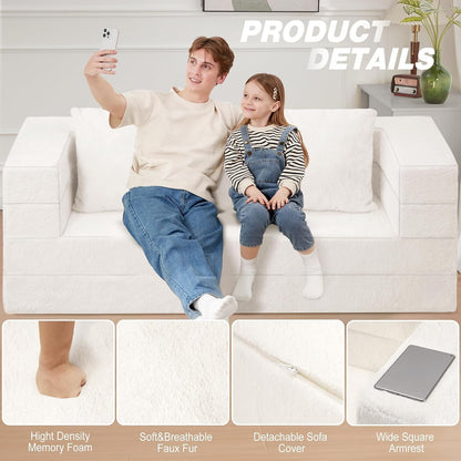 Futon Sofa Bed with Pillow, 3-In-1 Sleeper Sofa Bed with Removable Cover8