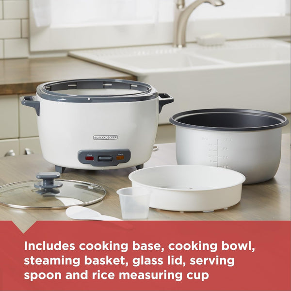 BLACK+DECKER 6-Cup Rice Cooker with Steaming Basket5