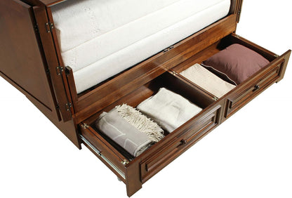 Emurphybed Paradiseo Murphy Cabinet Chest Bed with Charging Station 6 Inch, Queen (Tobacco)6