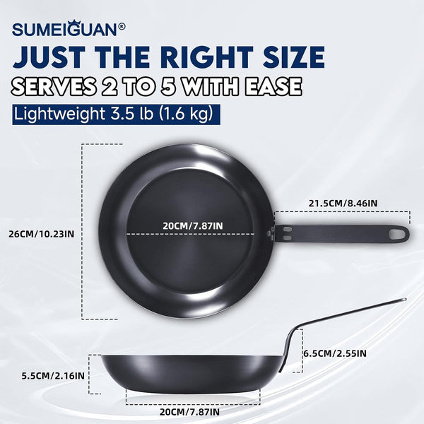 10" Carbon Steel Frying Pan, Pre-Seasoned Nonstick & Chemical-Free | Detachable Silicone Handle Cover, Oven & Dishwasher Safe, Induction Compatible, Chemical-Free Cooking Surface2