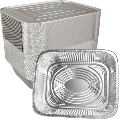 Aluminum Pans with Lids 9X13 [10 Sets] Aluminum Foil Pans Trays with Lids - Half Size Tin Foil Disposable Pans for Baking, Roasting, Cake Serving Dishes, Catering Supplies, Steam Table Chafing2