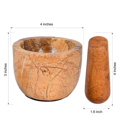 Mortar and Pestle, Made of Heavy Duty Polished Hard Stone, Natural Stone Grinder for Spices, Pastes, Herbs, Seasoning Etc. (Bidasar)3