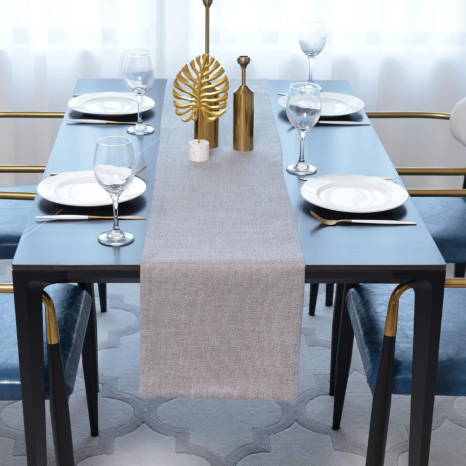 soft-caddice-faux-linen-table-runner-cloth-2-side-for-kitchen-family-dinners-or-gatherings-indoor-or-outdoor-parties-everyday-use-12-x-108-seats-8-10-people-grey