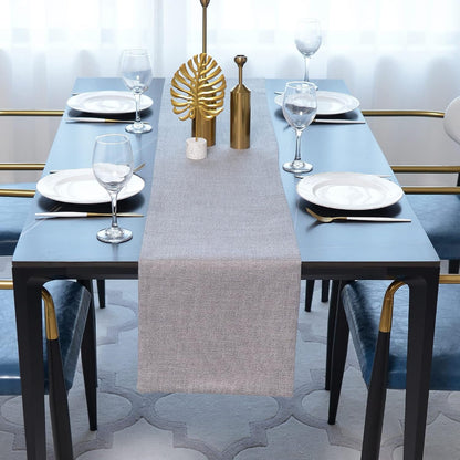 Soft Caddice Faux Linen Table Runner Cloth 2 Side for Kitchen Family Dinners or Gatherings, Indoor or Outdoor Parties, Everyday Use (12 X 108, Seats 8-10 People), Grey2