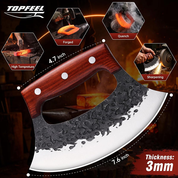Ulu Knife with Sheath, Mezzaluna Rocker Knife & Pizza Cutter2