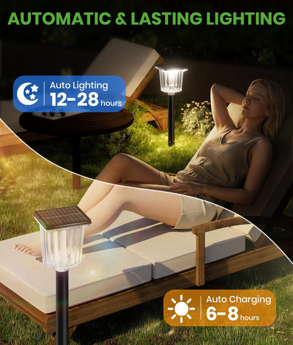 Solar Pathway Lights, 8 Pack, 42.9 Lm, IP656