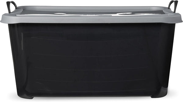 6 Pack Stackable Storage Bin, 55 Qt Home Organizers, Black/Gray9