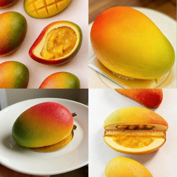 Mango Shape Cake Mold - Fruit Pudding Mango Silicone Molds for Baking | 4 Cavity 3D Mango Molds for Pastry, Ice Cream, Mousse Cake Decoration Mould Supplies, Food-Grade Silicone5