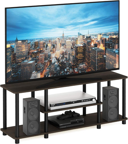 Turn-N-Tube No Tools 3D 3-Tier Entertainment TV Stand up to 50 Inch TV, round Tubes, Dark Brown / Black | for TV up to 50 Inch, Open Frame Rectangular Entertainment Center with Storage Shelf, TV Console, for Living Room, Bedroom1
