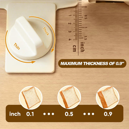 Manual Bread Slicer Adjustable Thickness, Hand Crank Bread Slicer for Homemade Sourdough Bread with Scale Line & Suction Cup & Metal Guide,Quality Solid Wood Base3