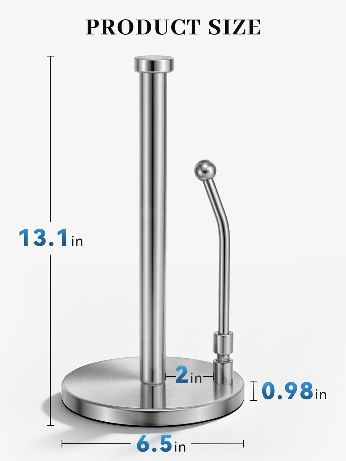 paper-towel-holder-countertop-non-slip-weighted-base-silver