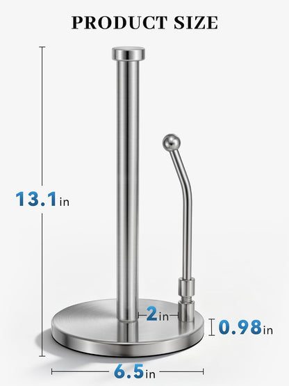 Paper Towel Holder Countertop, Non-Slip Weighted Base, Silver5