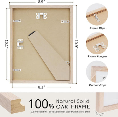 8X10 Solid Oak Wood Picture Frame with 6X8 Mat, Natural Oak, 1 Pack3
