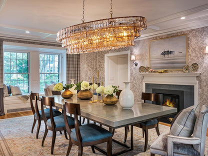 54" Smoked Gold Rectangular Drum Large Chandeliers for Dining Room, 5-Light Modern round Hanging Light Fixture for Kitchen Island, Living Room, Foyer8