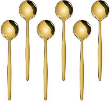 5.1 Inch Coffee & Tea Spoon,6 Pieces Gold Stainless Steel Teaspoon,Mini Spoons for Dessert and Coffee,Durable Demitasse Coffee Spoons for Dessert1