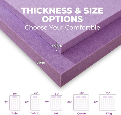 Mattress Topper Twin XL, 2 Inch Gel Memory Foam Mattress Topper for College Dorm, Ventilated Soft Mattress Pad, Bed Topper, Certipur-Us Certified8