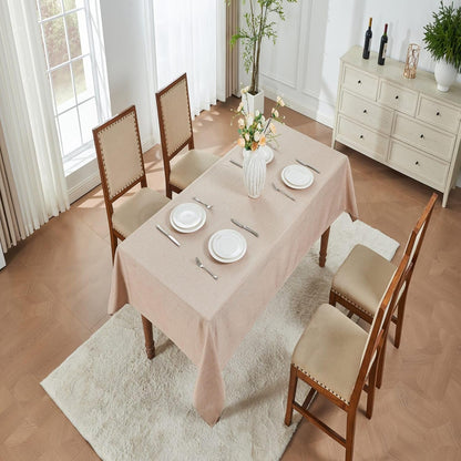 Faux Linen Rectangle Tablecloth Spill-Proof Wipe-Clean Dining Table Cover for Kitchen Party Holiday Everyday Use6
