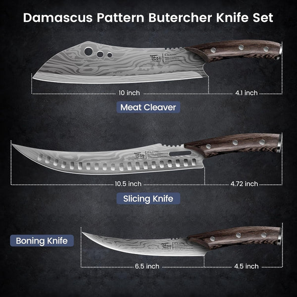 Butcher Knife Set, Cleaver, Breaking & Boning Knife for Meat & BBQ | Japanese Style High Carbon Steel Kitchen Knives Set for Brisket Slicing, Wenge Wood Full Tang Ergonomic Handle, Ideal Gift7