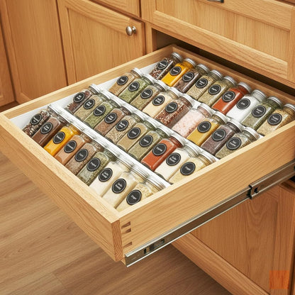 Metal Spice Drawer Organizer, 4 Tier Spice Rack for Drawer, Expandable Seasoning Organizer for 11.4-22.8” Wide Drawer, Holds up to 48 Spice Jars (Not Included), White3